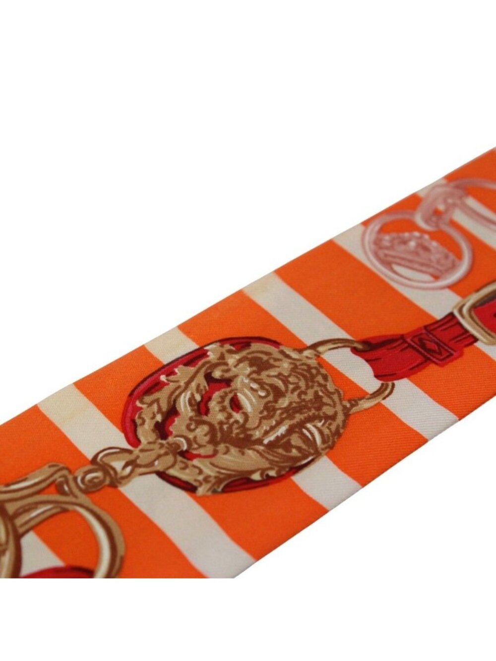 Hermes Twilly Brides de Gala Ceremonial Bridle Silk Orange White Red Scarf - Picture 12 of 13